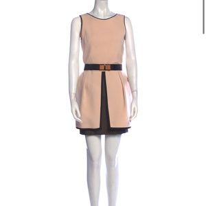 Colorblock mini Dress Maje with bow belt and mesh back